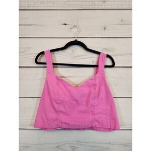 A New Day‎ Women's Linen Blend Pink Barbiecore Cropped Tank Top Size L